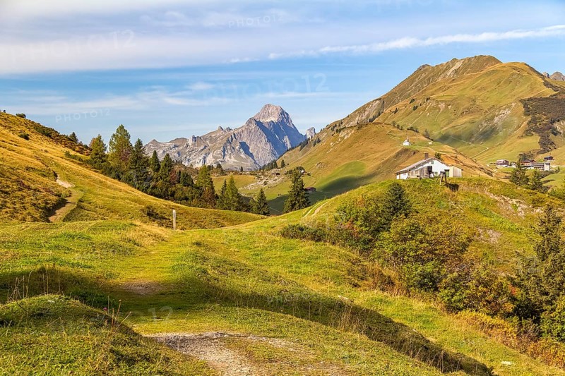 Idyllic scenery around Warth, a municipality in the district of Bregenz in the Austrian state of Vorarlberg