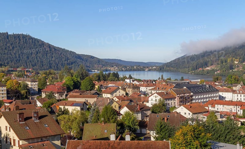 Aerial view of Gerardmer, a commune in the Vosges department in Grand Est in northeastern France