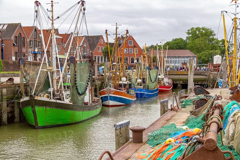 Fishing village named Neuharlingersiel located in East Frisia, Germany