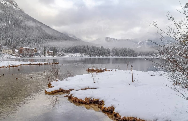 Lake named Hintersee in Bavaria at winter time