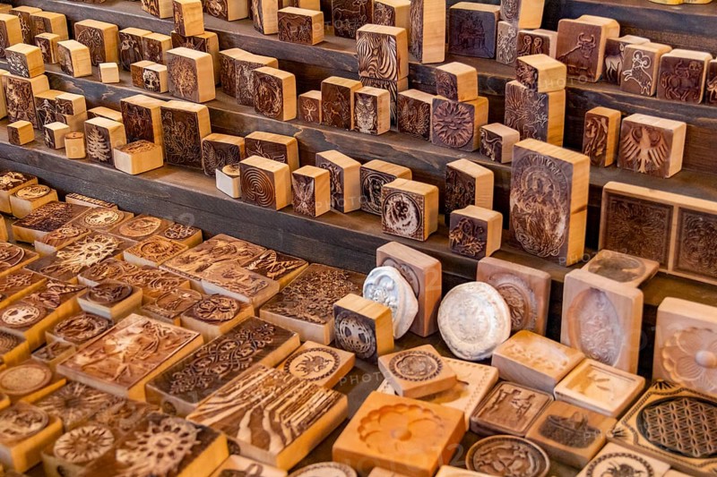 Lots of various wooden seals and stamps