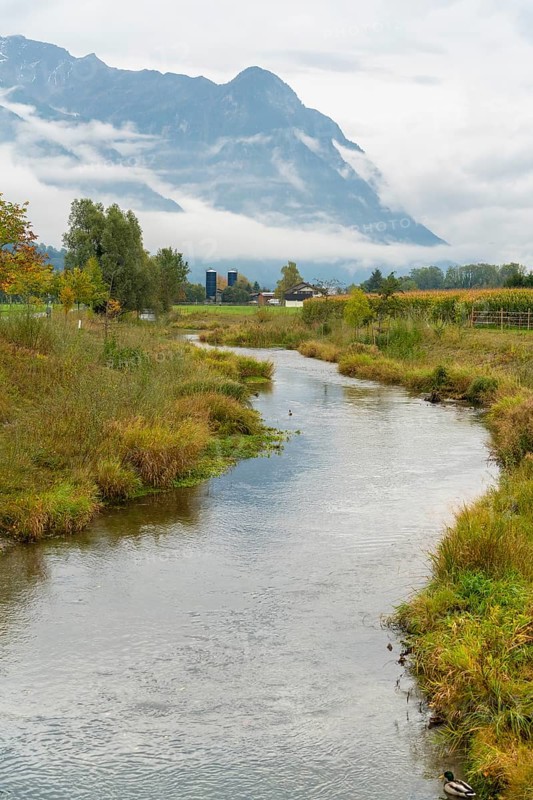 Idyllic impression around Vaduz, the capital city of Liechtenstein at autumn time