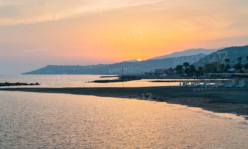 Idyllic sunset impression around Santo Stefano al Mare, a comune in the Province of Imperia in the Italian region Liguria