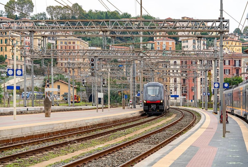 Railway station in La Spezia, a city in the southern part of the Liguria region in Italy