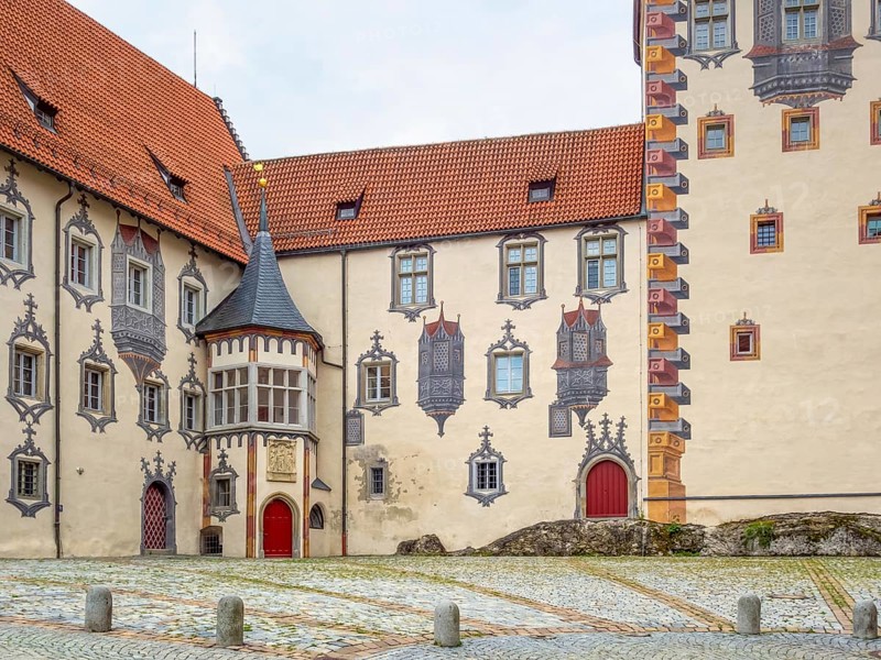 Scenery around the High Castle in Fuessen, a town in the Ostallgaeu district in Bavaria, Germany