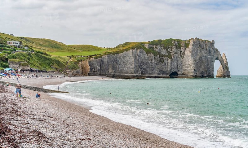 Coastal scenery around Etretat, a commune in the Seine-Maritime department in the Normandy region of Northwestern France