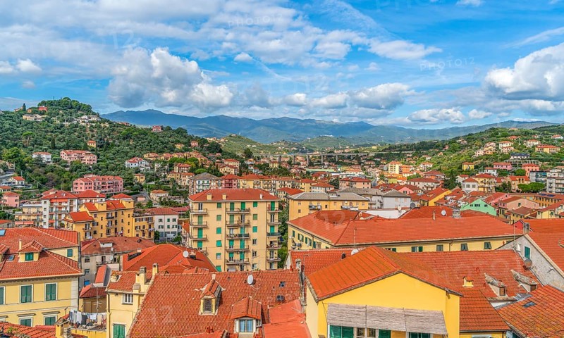 Scenery around Porto Maurizio in Oneglia, a former town in northern Italy on the Ligurian coast, in 1923 joined to Porto Maurizio to form the Comune of Imperia