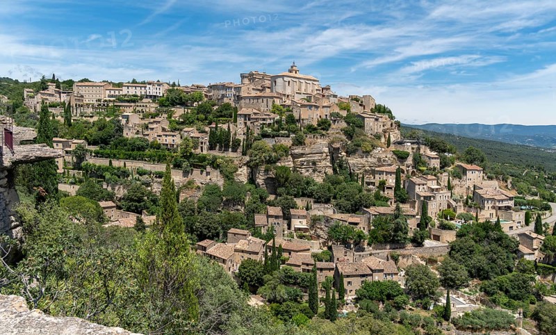 Scenery around Gordes, a comune in the Provence region of southern France at summer time