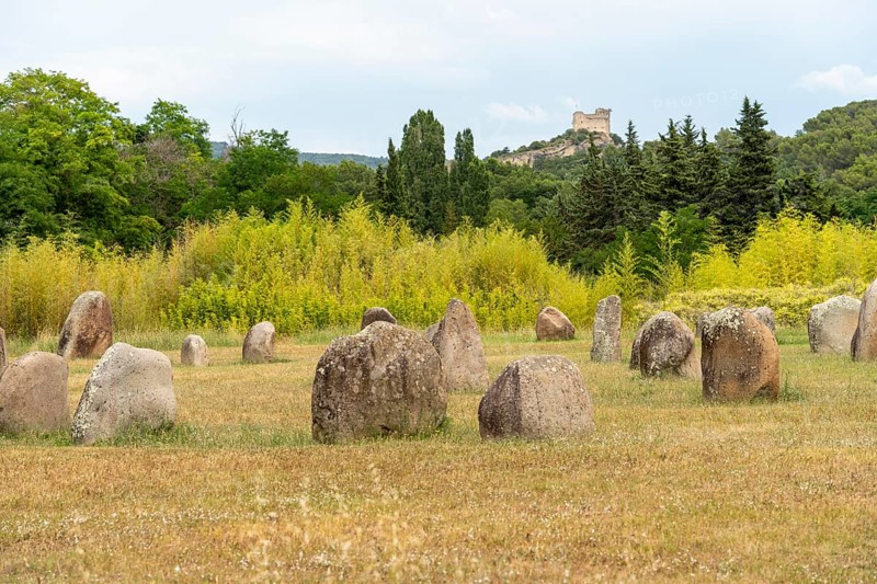 Scenery including some boulders around Vaison-la-Romaine, a town in the Vaucluse department in the Provence region in southeastern France