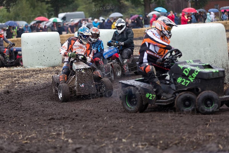 Lawnmower tractor race in Thönse, Lower Saxony, Germany