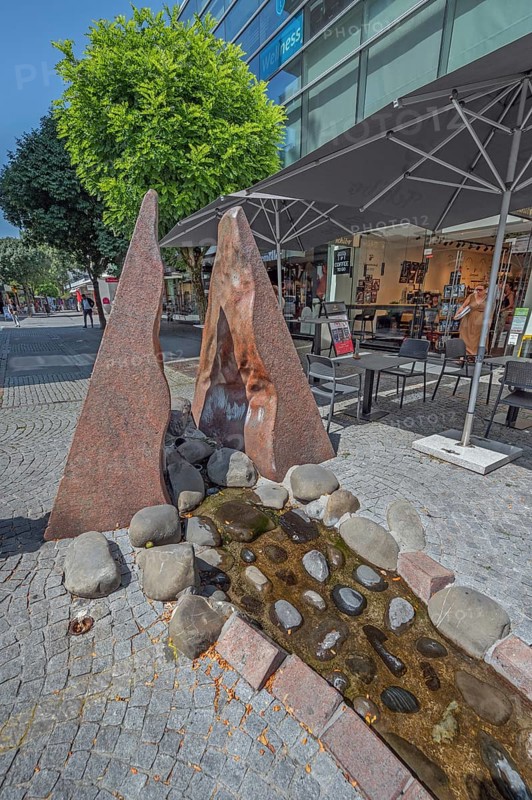 Fountain on stone pavement, Dornbirn, Vorarlberg, Austria