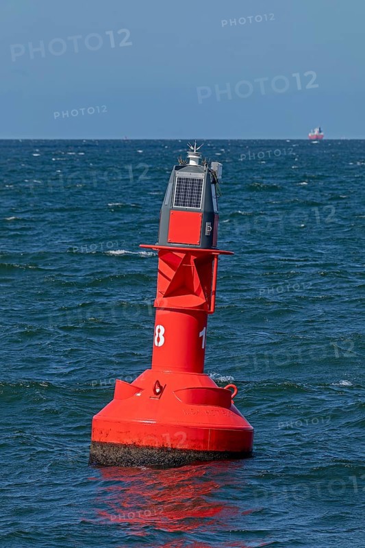 Red buoy, buoy, Warnow estuary, Baltic Sea, Warnemünde, Rostock, Mecklenburg-Western Pomerania, Germany