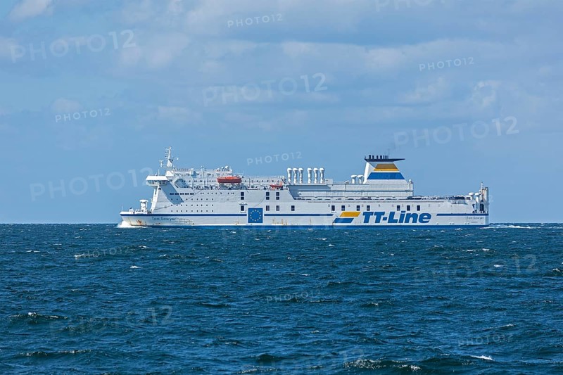 TT-Line ferry Tom Sawyer, Baltic Sea near Warnemünde, Rostock, Mecklenburg-Western Pomerania, Germany