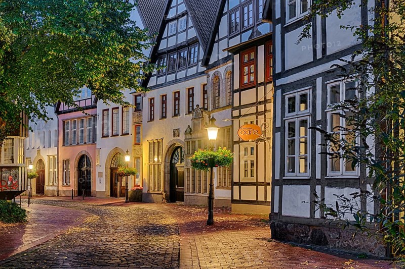 Old Town Museumscafe Museum illuminated night Minden Germany