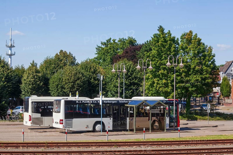 Zob, bus station, bus stop with buses, Hoya, Lower Saxony, Germany