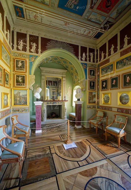 Stein Island with Villa Hamilton, interior view, Wörlitz Park, Wörlitz Gardens, Garden Kingdom of Dessau-Wörlitz, UNESCO World Heritage Site, Wörlitz, Dessau-Roßlau, Saxony-Anhalt, Germany