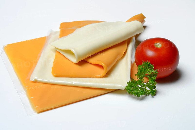 Processed cheese, processed cheese slices and tomato