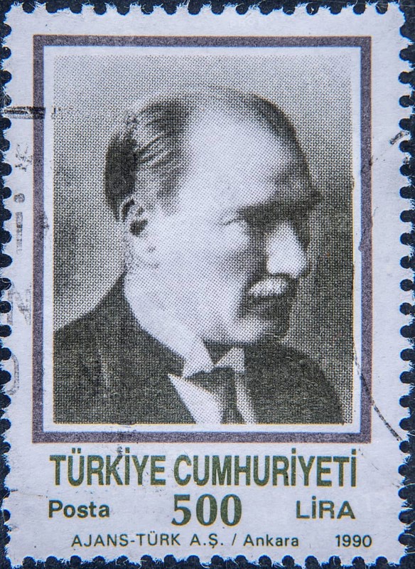 Kemal Atatürk, 1881-1938, founder of modern Turkey and was its first president 1923, 1938. Portrait on Turkish postage stamp