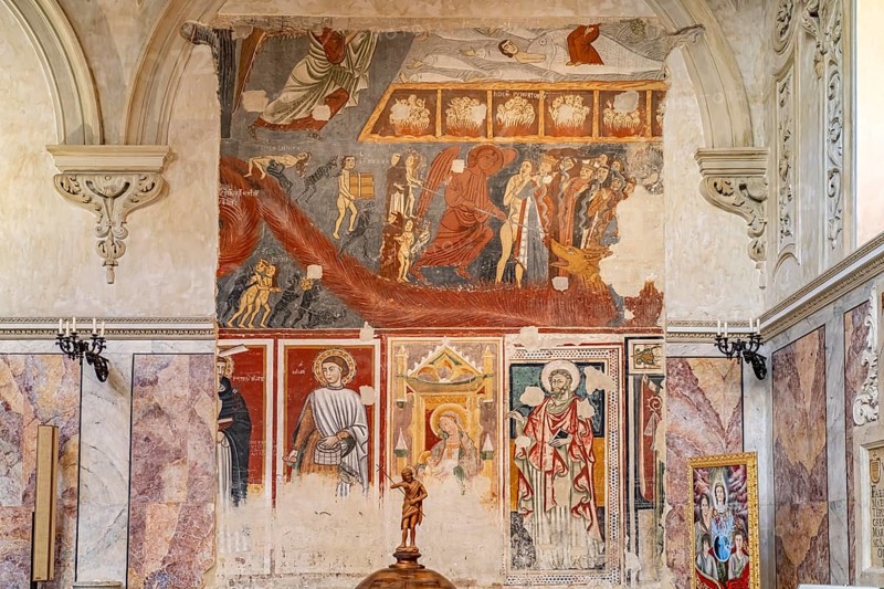 Frescoes depicting the Last Judgement in Matera Cathedral, Basilicata, Italy