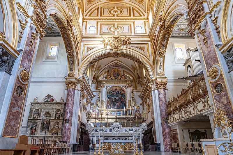 Interior and altar of Matera Cathedral, Basilicata, Italy
