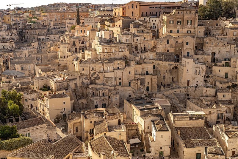 Sassi cave settlements in the historic centre of Matera, Basilicata, Italy