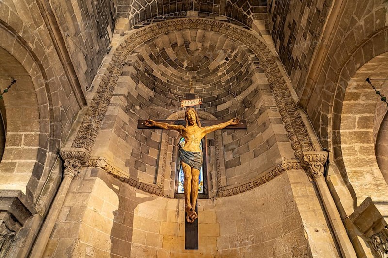 Crucifix in the interior of the church Chiesa di San Giovanni Battista, Matera, Basilicata, Italy
