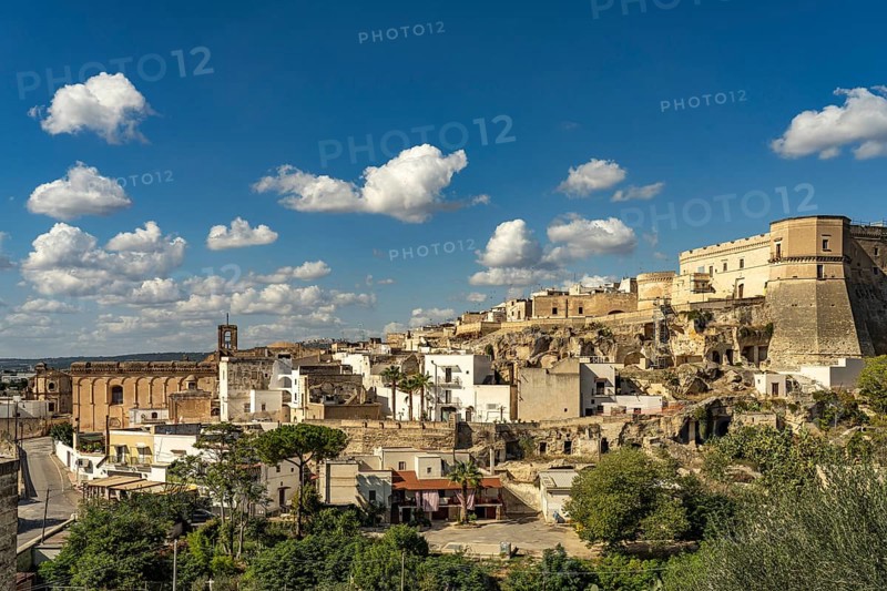Massafra and the castle Castello di Massafra, Apulia, Italy