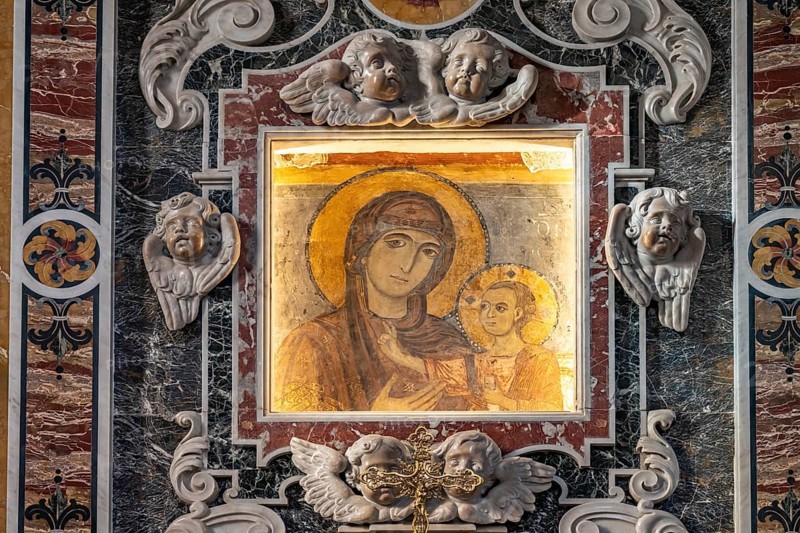 Fresco of the Madonna della Bruna in Matera Cathedral, Basilicata, Italy