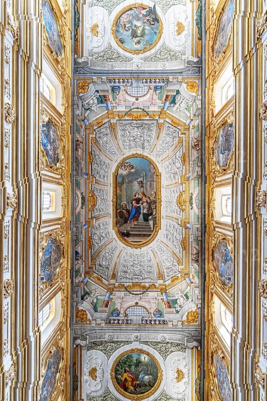The painted wooden ceiling of Matera Cathedral, Basilicata, Italy