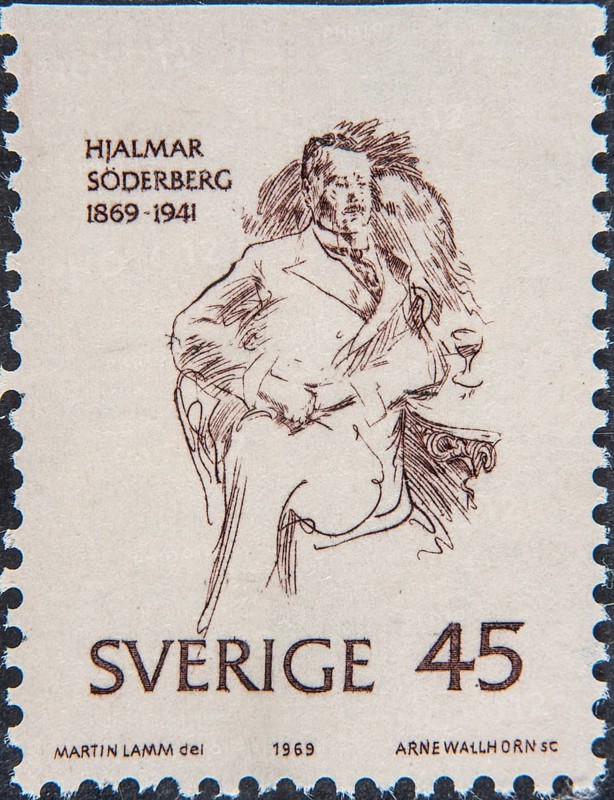 Hjalmar Söderberg, 1869, 1941, a Swedish author, writer and translator. Portrait on Swedish postage stamp