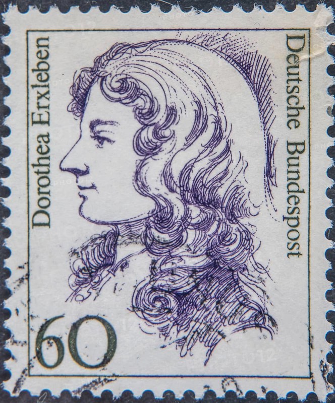 Dorothea Christiane Erxleben (1715 – 1762) was a German medical doctor who became the first female doctor of medicine in Germany. Portrait on a German postage stamp