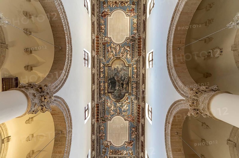 Painted wooden ceiling of the Chiesa di San Domenico church in Monopoli, Apulia, Italy
