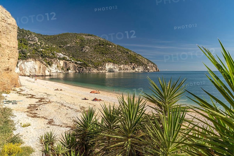 The beach at Baia Di Mattinatella, Mattinata, Gargano, Apulia, Italy