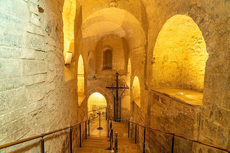 Stairs to the Roman Catholic pilgrimage church of San Michele Arcangelo, UNESCO World Heritage Site in Monte Sant'Angelo, Gargano, Apulia, Italy