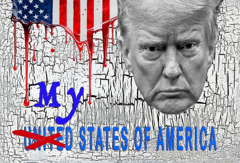 Symbolic image, Trump as owner of the USA, governing with executive order, pseudo-government, democracy versus autocracy, US democracy in danger, criticism of freedom of speech, LGBT, wokeness, EU and Germany as scapegoats, industry, Donald Trump, customs dictates, Elon Musk, Mark Zuckerberg, social networks, fake news, broken rights, hatred, hate speech, DSG Digital Services Act, re-election, USA, politics, announcements, vendetta, wanted dictator, Republicans, US electoral system, global danger, lies, 2nd term, global burden, Ukraine. term, global burden, Ukrainian war, White House storm