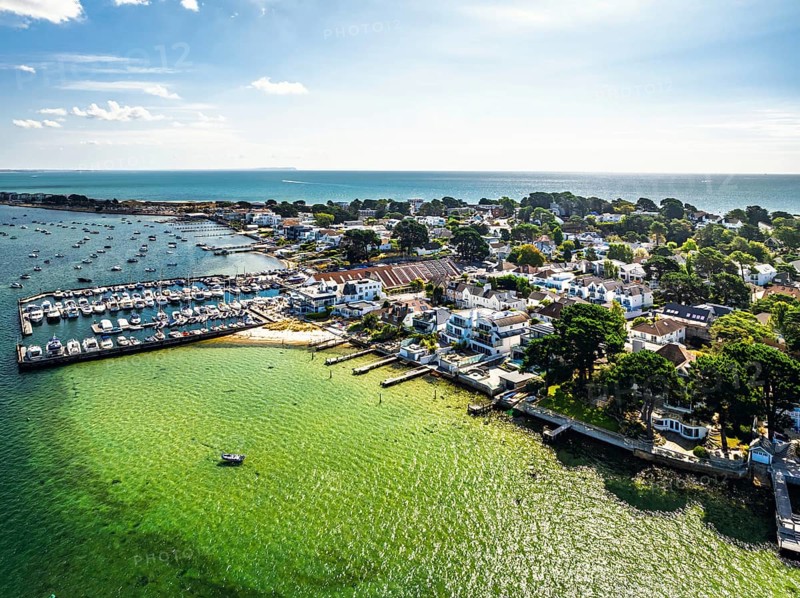 Sandbanks from drone, Poole, Dorset, England, United Kingdom