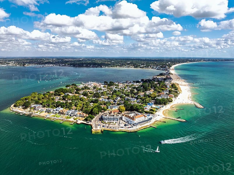 Sandbanks from drone, Poole, Dorset, England, United Kingdom
