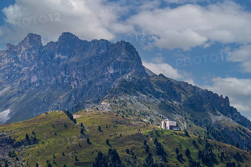 The historic Hotel Weisshorn, below the Weisshorn mountain, Val d'Anniviers, Valais Alps, Canton Valais, Switzerland