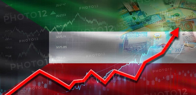 Kuwait financial growth on market graph. Kuwait economic growth on financial graph