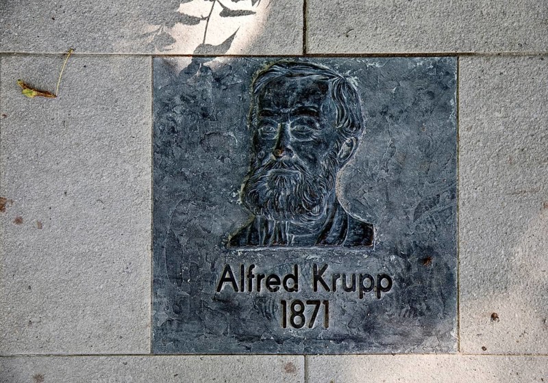 Bronze plaque of Alfred Krupp on the Walk of Fame in Bad Nauheim, Hesse, Germany
