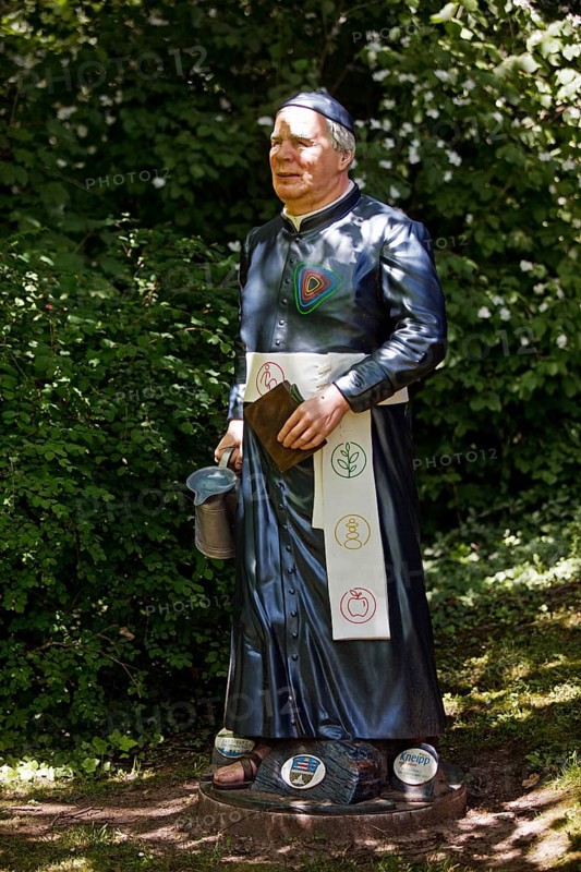 Life-size figure of Sebastian Kneipp in the Kneipp spa town of Bad Nauheim, Hesse, Germany