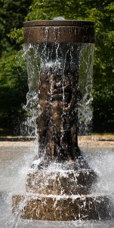 Fountain of Knowledge by Heinrich Jobst in the large spa gardens of Bad Nauheim, Hesse, Germany