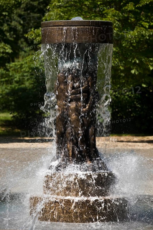 Fountain of Knowledge by Heinrich Jobst in the large spa gardens of Bad Nauheim, Hesse, Germany