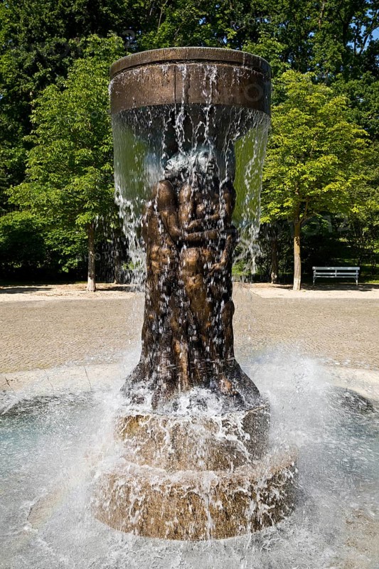 Fountain of Knowledge by Heinrich Jobst in the large spa gardens of Bad Nauheim, Hesse, Germany