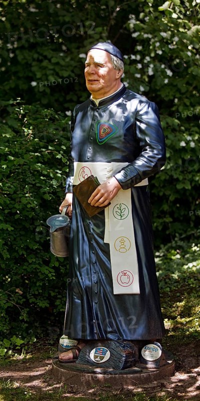 Life-size figure of Sebastian Kneipp in the Kneipp spa town of Bad Nauheim, Hesse, Germany