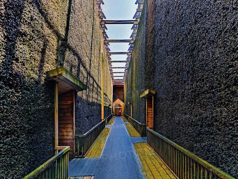 Corridor in Gradierbau II, Bad Nauheim, Hesse, Germany