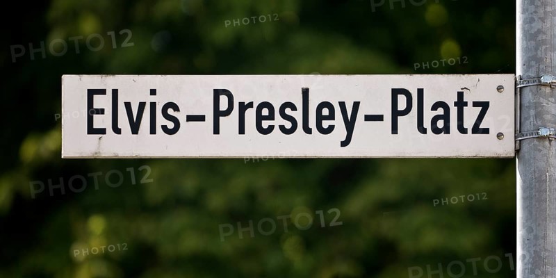 Street sign Elvis-Presley-Platz, Elvis Presley lived in Bad Nauheim, Hesse, Germany during his military service from 1958 to 1960