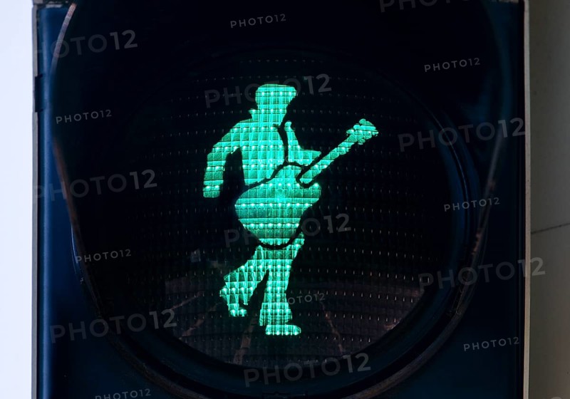 Elvis traffic light, pedestrian traffic light with Elvis green phase, Elvis Presley lived in Bad Nauheim, Hesse, Germany during his military service from 1958 to 1960