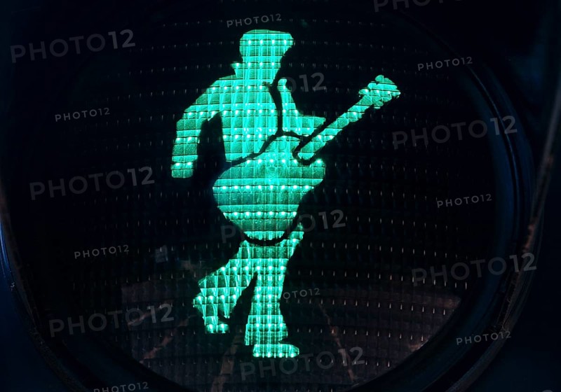 Elvis traffic light, pedestrian traffic light with Elvis green phase, Elvis Presley lived in Bad Nauheim, Hesse, Germany during his military service from 1958 to 1960