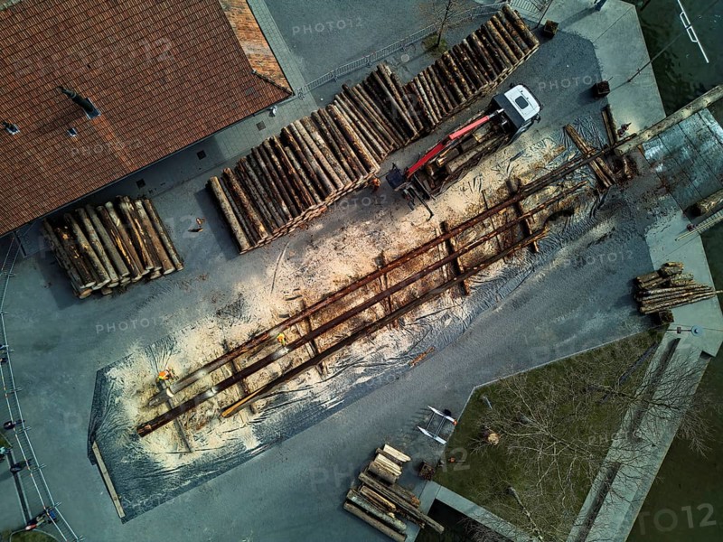 Mobile sawing station for cutting tree trunks, Flösserei 2025, Unterägeri, Canton, Zug, Switzerland